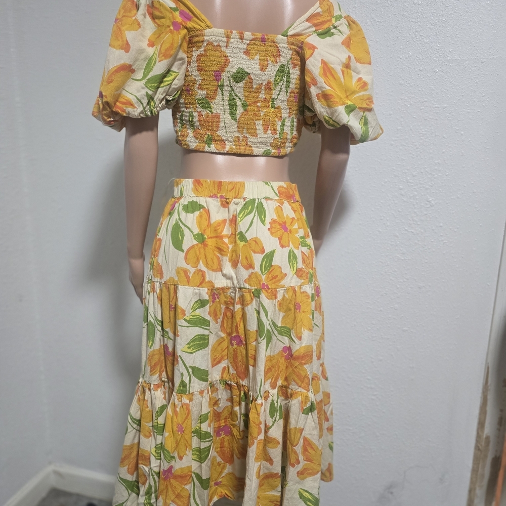 Rose & Olive Floral Yellow and Green Skirt Set - Picture 4 of 9